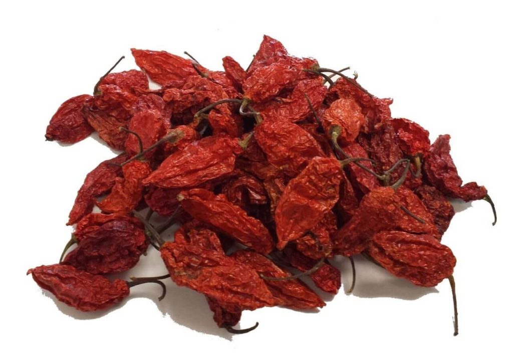 Bhut jolokia pods smoke dried